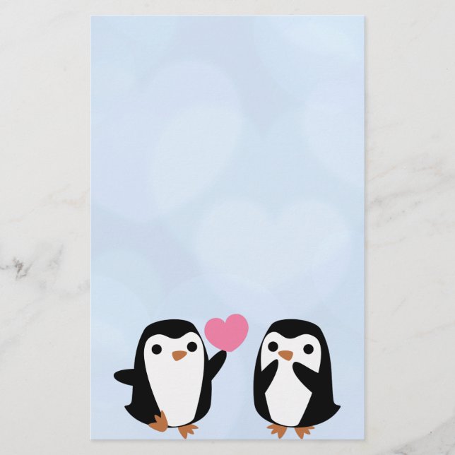 Pinguine in der Liebe Briefpapier (Vorderseite)