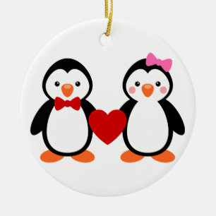 Pinguine in der Liebe Keramik Ornament