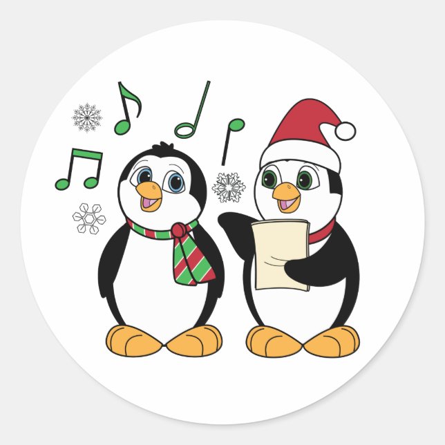 Pinguine in der Schneeprägung Runder Aufkleber (Vorderseite)