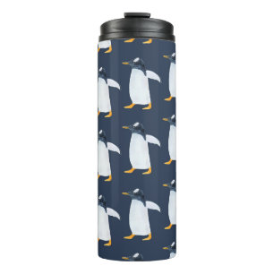 Pinguine: Kleine dunkle Wasserfarbe Thermosbecher
