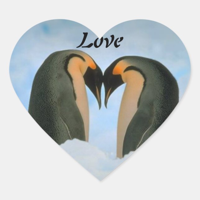 Pinguine-Liebe Herz-Aufkleber (Vorderseite)