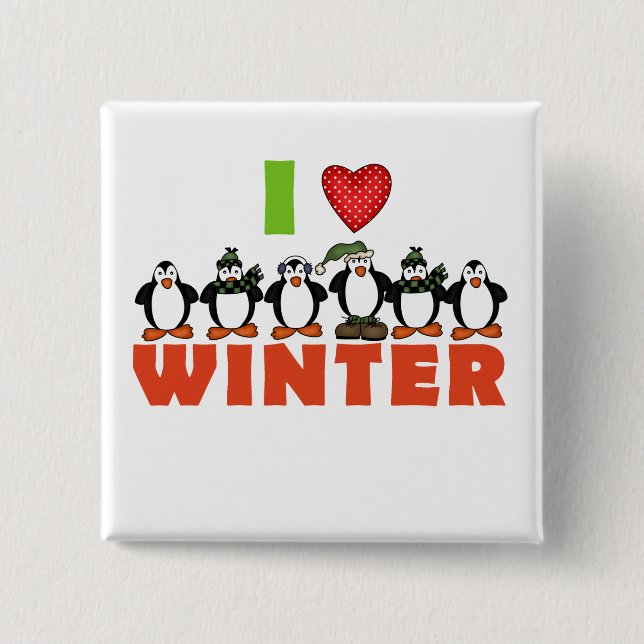 Pinguine Liebe Winterhemden und Geschenke Button (Vorderseite)