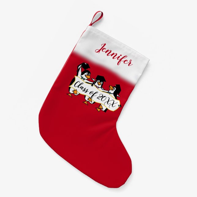 Pinguine mit Banner-Abschluss Kleiner Weihnachtsstrumpf (Vorderansicht (hängend))