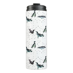 Pinguine mit Blasen Thermotasse (Farbe wählen) Thermosbecher