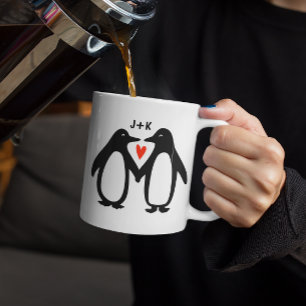 Pinguine mit Handgriffen für Niedliche, kundenspez Kaffeetasse