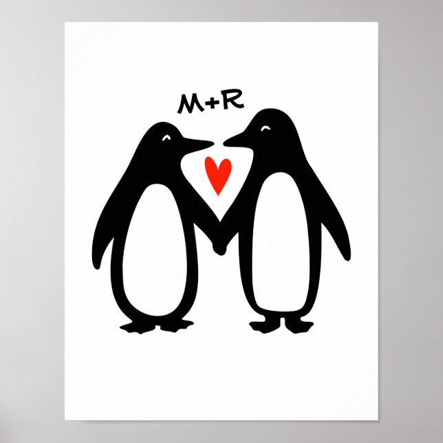 Pinguine mit Handgriffen für Niedliche, kundenspez Poster (Vorne)