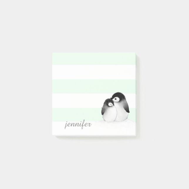 Pinguine mit Minusstreifen Post-it Klebezettel (Vorderseite)
