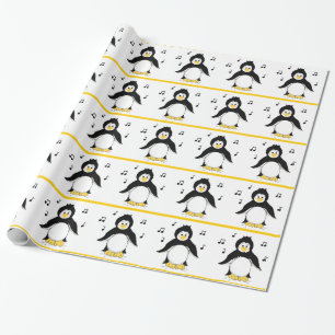 Pinguine mit Noten Geschenkpapier