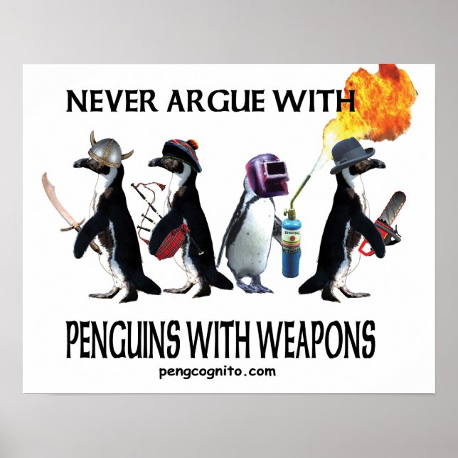 Pinguine mit Waffen Poster (Vorne)