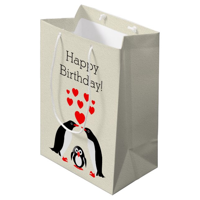 Pinguine Mittlere Geschenktüte (Vorderseite Schrägansicht)
