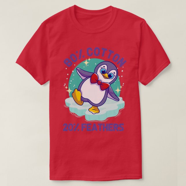 Pinguine Niedlich Pinguin 80 Baumwolle 20 Federn T-Shirt (Design vorne)