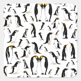 Pinguine Pattern Quadratischer Aufkleber