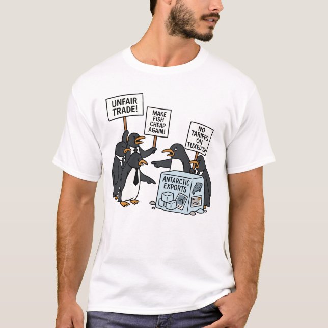 Pinguine protestieren gegen Zölle Funny Pinguin T-Shirt (Vorderseite)