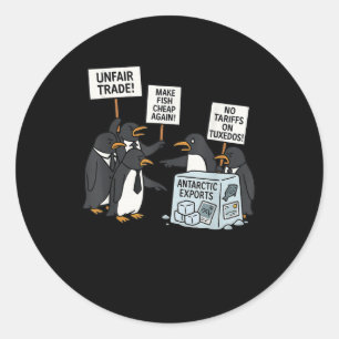 Pinguine protestieren gegen Zölle Funny Pinguin Ta Runder Aufkleber