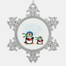 Pinguine Schneeflocken Zinn-Ornament