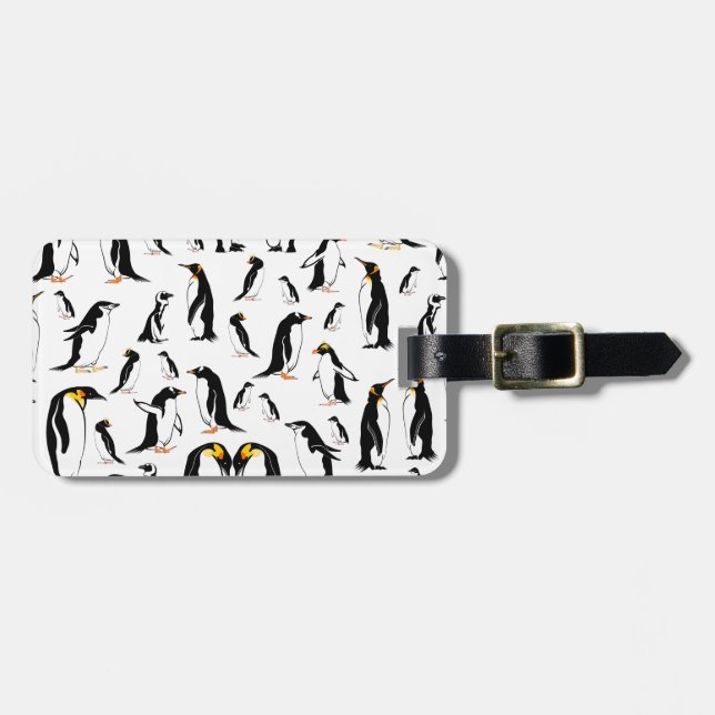 Pinguine Schwarzweißmuster Gepäckanhänger (Vorderseite horizontal)