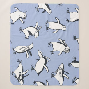 Pinguine Skaten, handgezeichnet Vintages Muster Sherpadecke