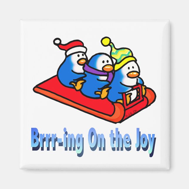 Pinguine Sledings Winter Holiday Scene Magnet (Vorne)