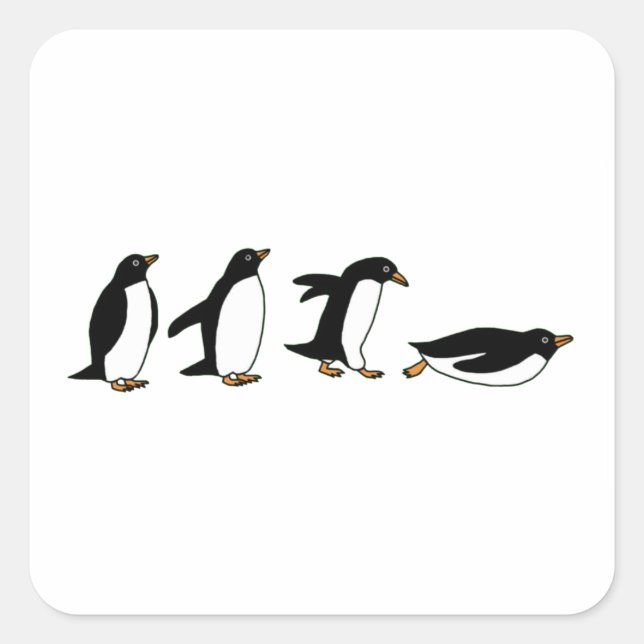 Pinguine Sliding Quadratischer Aufkleber (Vorderseite)