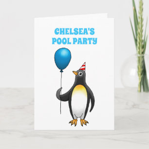 Pinguine Summer Pool Party Geburtstag Einladung