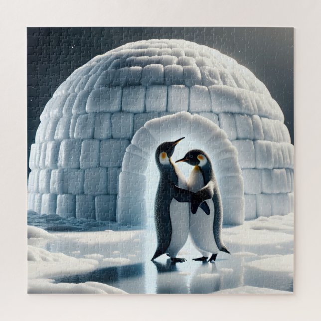 Pinguine tanzen langsam von Iglu Puzzle (Vertikal)