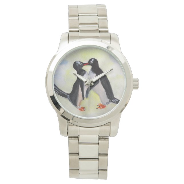 Pinguine Time for Kiss Oversified Silver Bracelet Armbanduhr (Vorderseite)