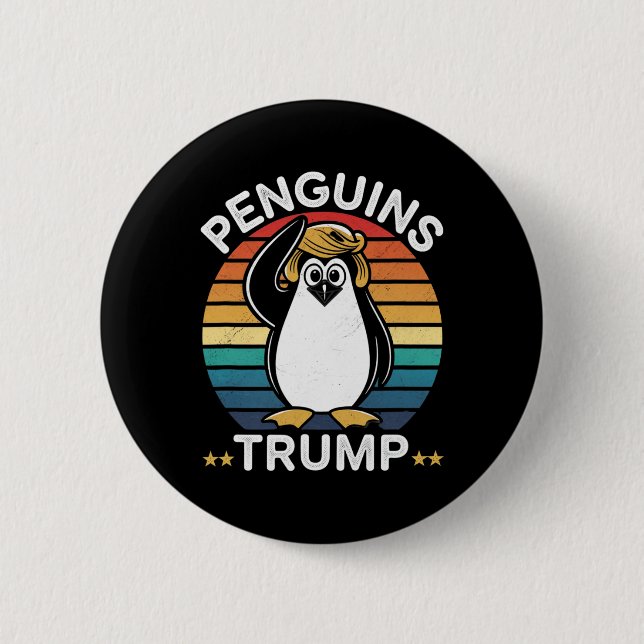 Pinguine Trump Lustig Widerstehen Protest Design  Button (Vorderseite)