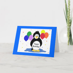 Pinguine und Luftballons Geburtstagsgruß Karte