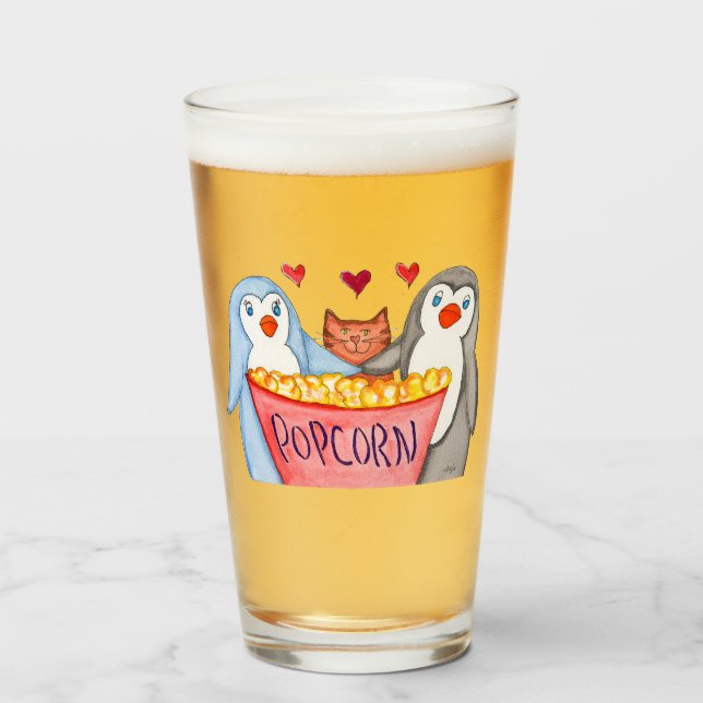 Pinguine und Popcorn Glas (Vorne (Gefüllt))