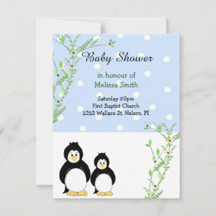 Pinguine und Reben Baby Shower Einladung