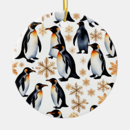 Pinguine und Schneeflocken Weihnachten und Neues J Keramik Ornament