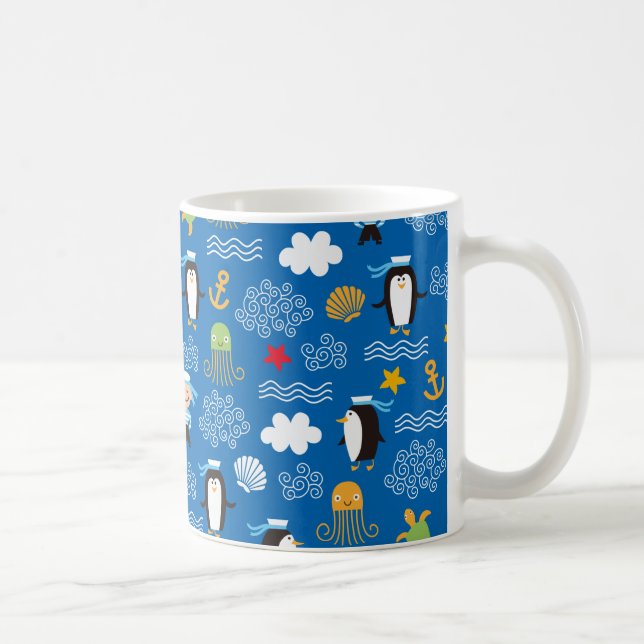 Pinguine und Seeleute Kaffeetasse (Rechts)