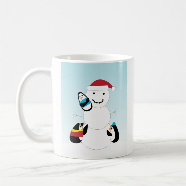 Pinguine und Snowman Winter Kaffeetasse (Links)