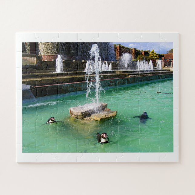 Pinguine und Springbrunnen Puzzle (Horizontal)