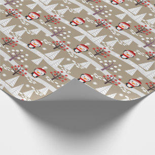 Pinguine und Weihnachtsbäume Geschenkpapier