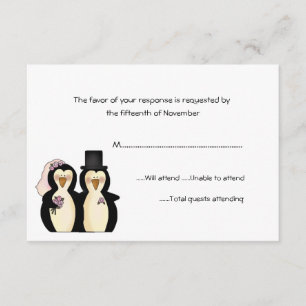 Pinguine Wedding Response Card RSVP Karte