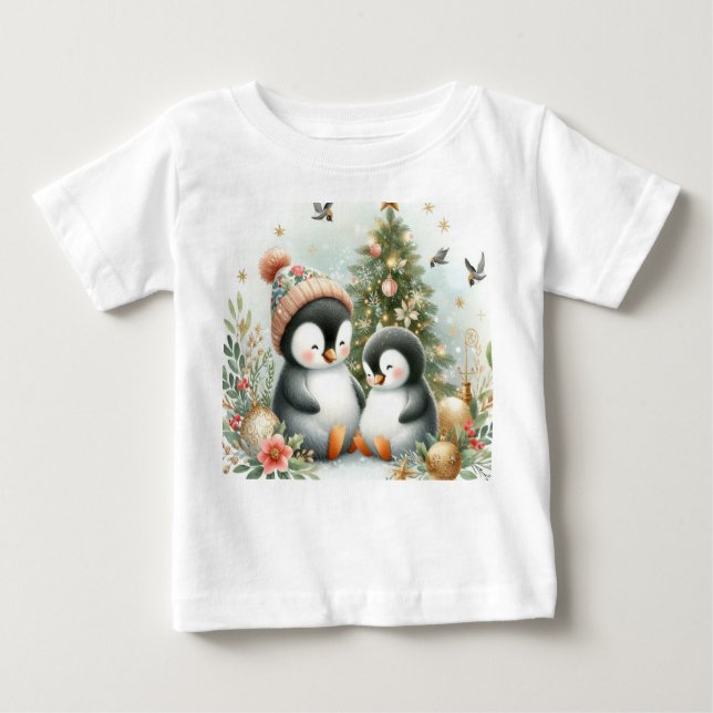 Pinguine Weihnachten Baby T-shirt (Vorderseite)