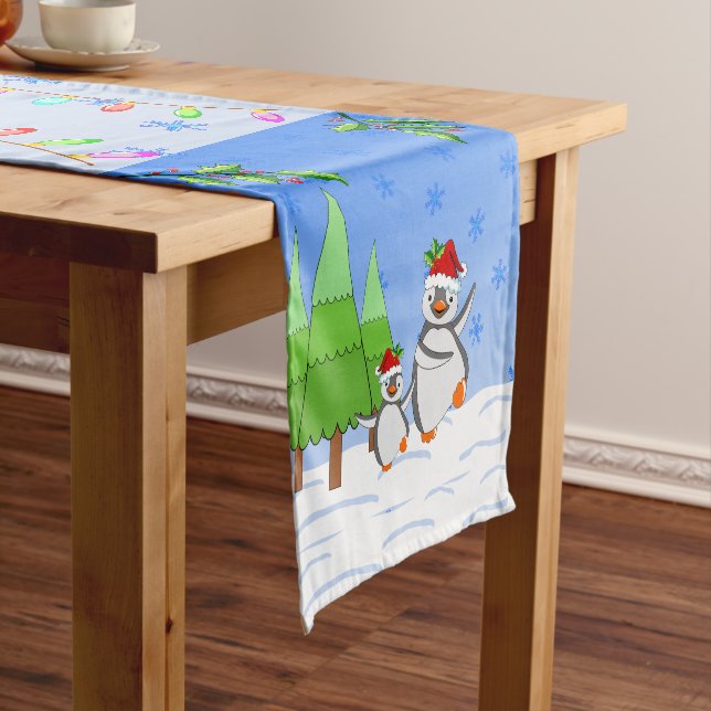 Pinguine Weihnachten  Kurzer Tischläufer (Beispiel)