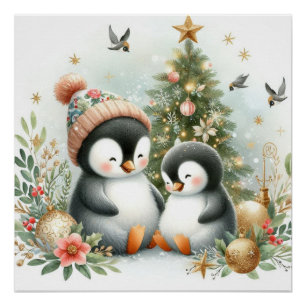 Pinguine Weihnachten Poster