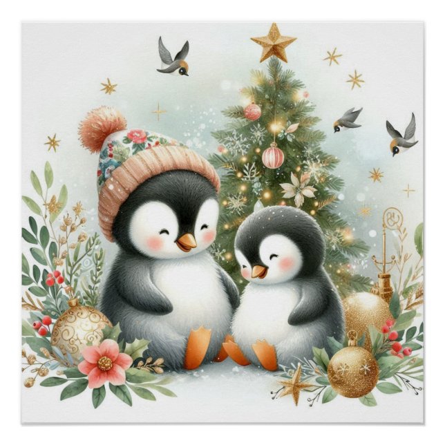 Pinguine Weihnachten Poster (Vorderseite)