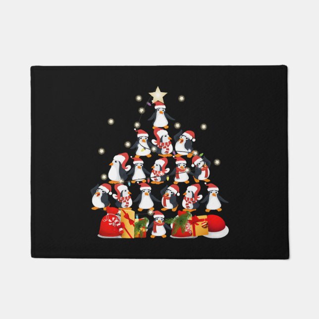 Pinguine Weihnachtsbaum Fußmatte (Vorderseite)