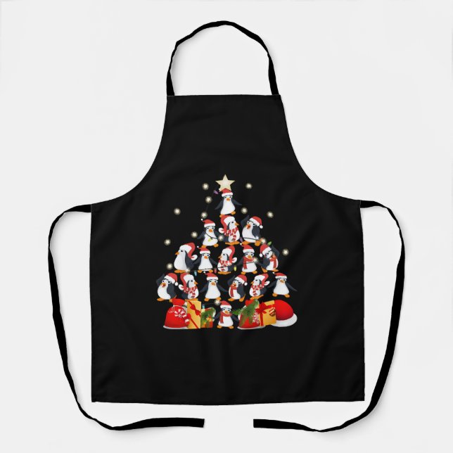 Pinguine Weihnachtsbaum Schürze (Vorderseite)