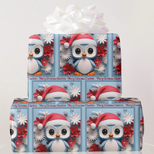 Pinguine Weihnachtsgeschenk mit Individuelle Name  Geschenkpapier