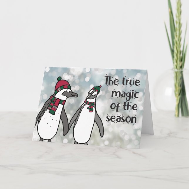 Pinguine Weihnachtsmagie der Jahreszeit Niedlich Dankeskarte (Vorderseite)