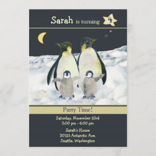 Pinguine Winter Birthday Party Einladung