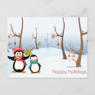 Pinguine Winter Szene, glückliche Ferien Feiertagspostkarte