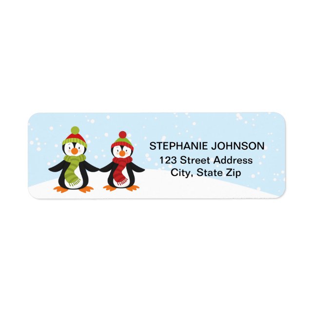Pinguine Winter Wonderland Address Labels (Vorne)