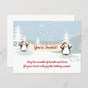Pinguine Winterlandschaft Weihnachts-Party  Einladung