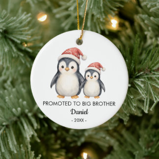 Pinguine zum großen Bruder Foto Weihnachten beförd Keramik Ornament