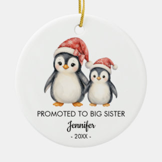 Pinguine zum großen Schwester-Foto-Weihnachten bef Keramik Ornament